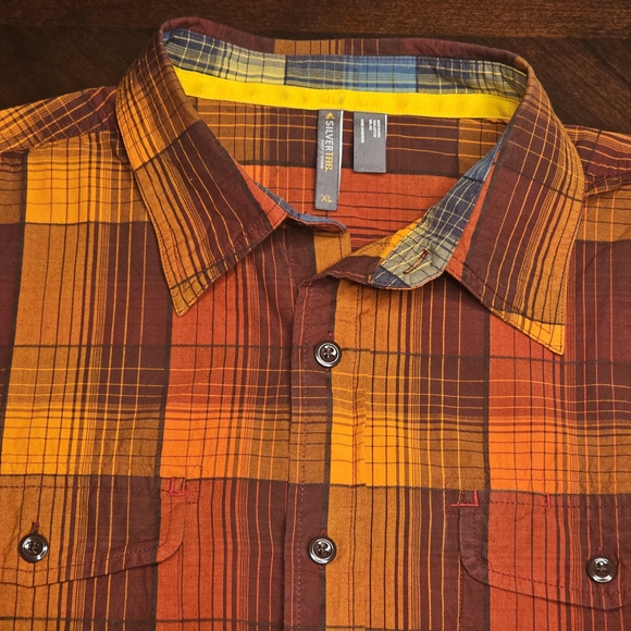 Levi's Silver Tab Men's Button Down Long Sleeves Dress Shirt Orange Size XL - Picture 2 of 12